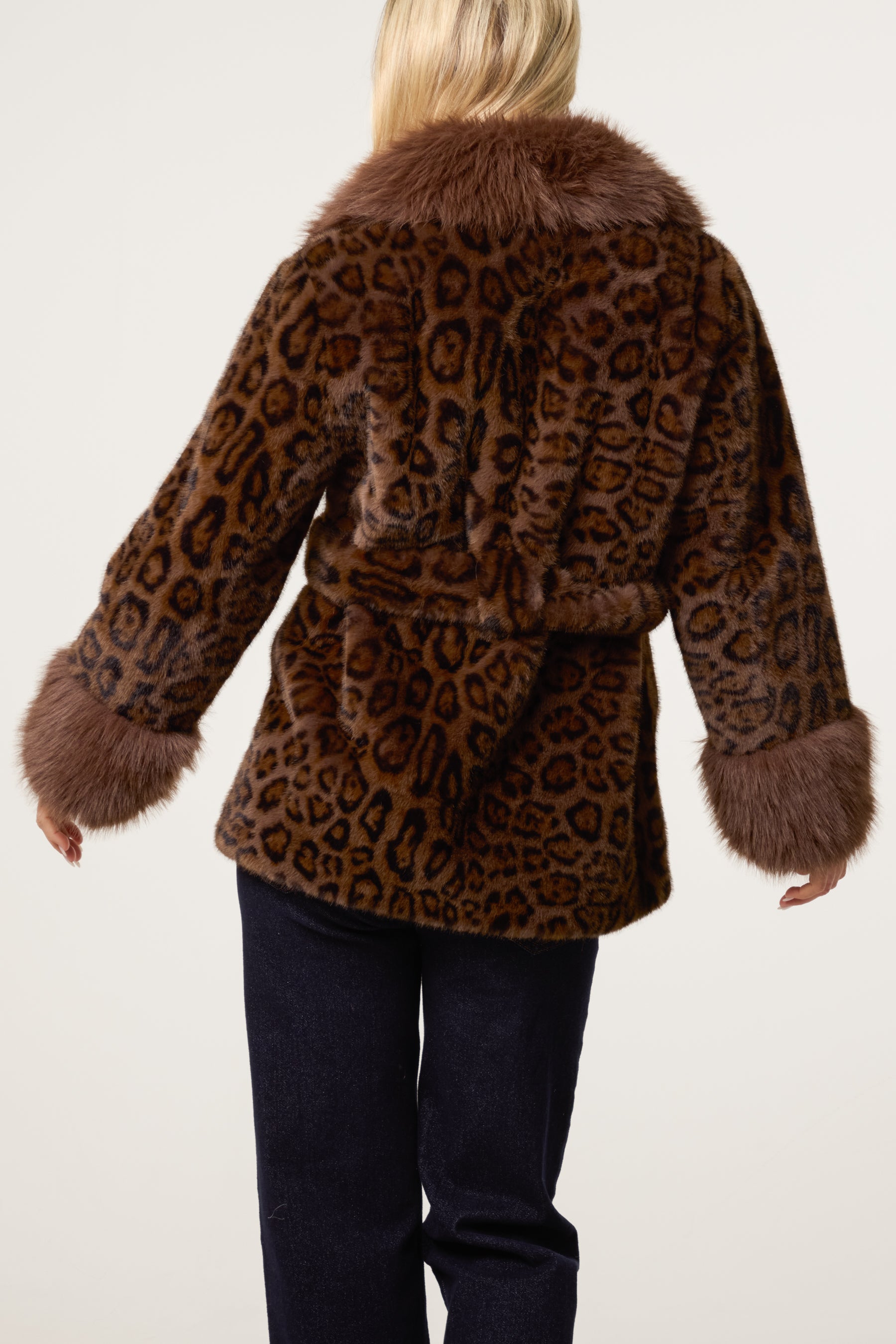 Leopard Print Faux Fur Coat