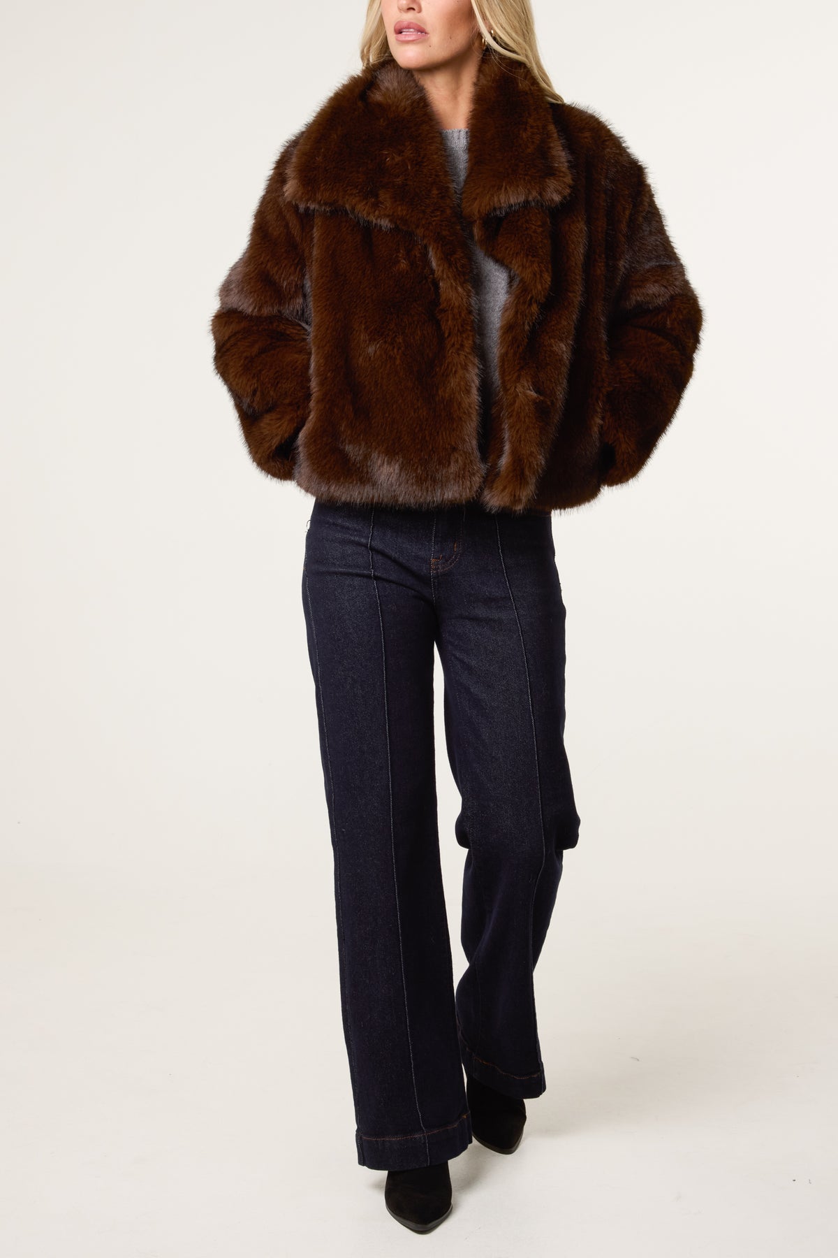 Luxurious Faux Fur Cropped Coat