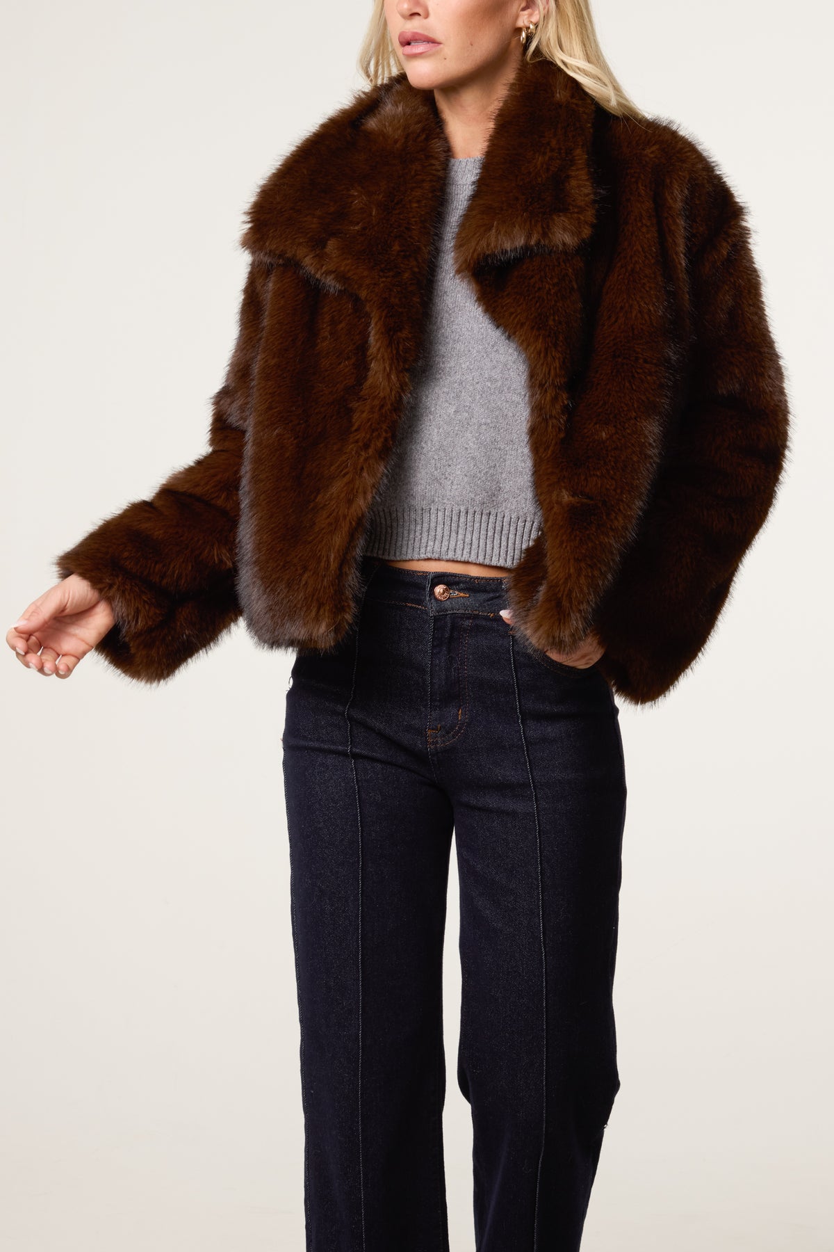 Luxurious Faux Fur Cropped Coat