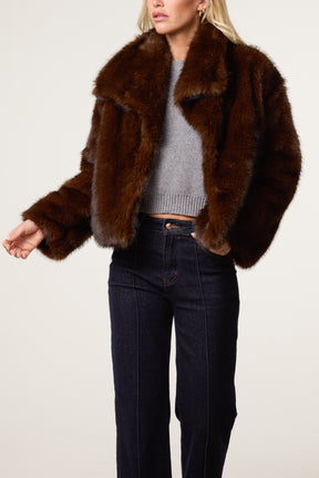 Luxurious Faux Fur Cropped Coat