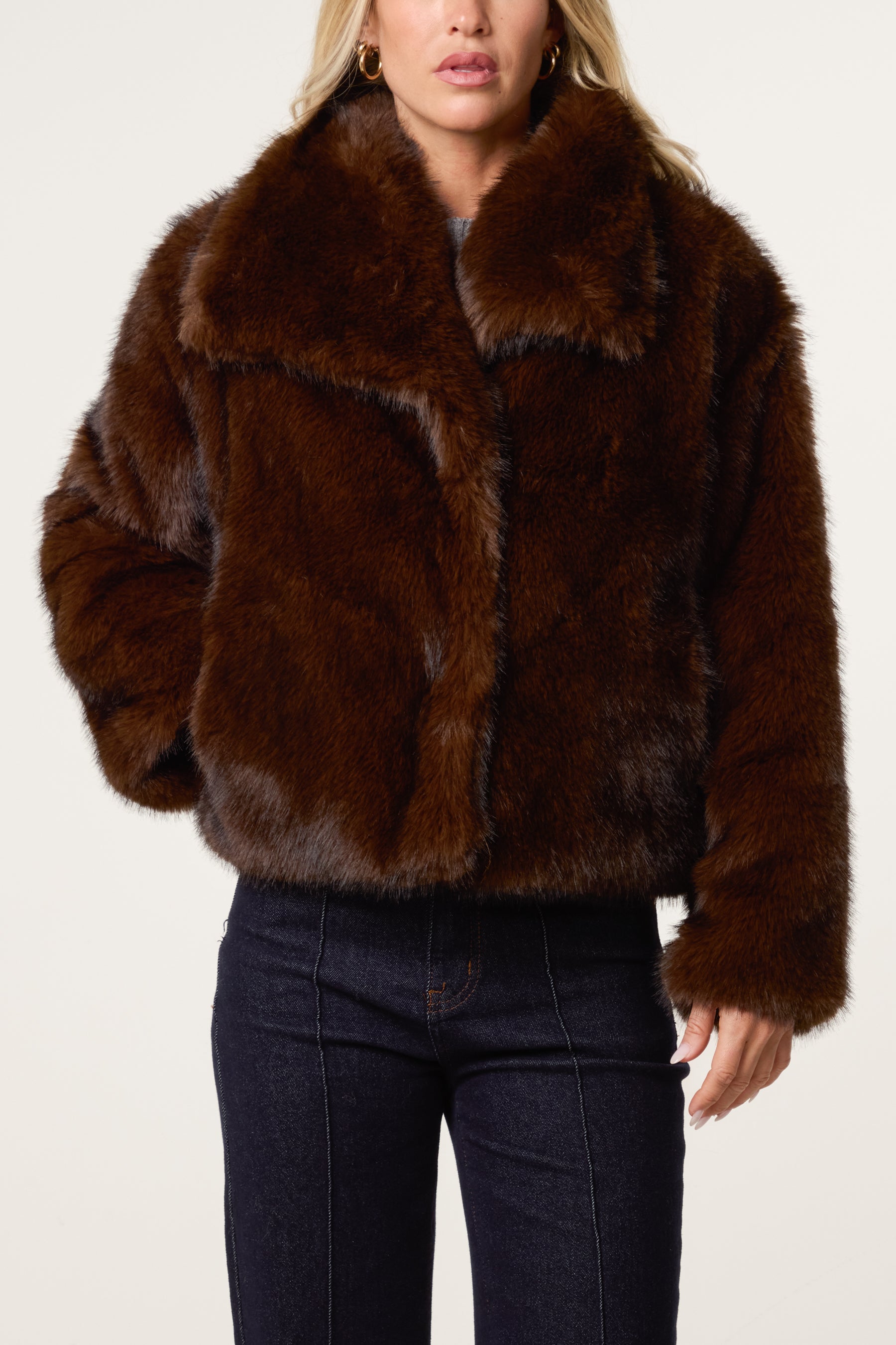 Luxurious Faux Fur Cropped Coat