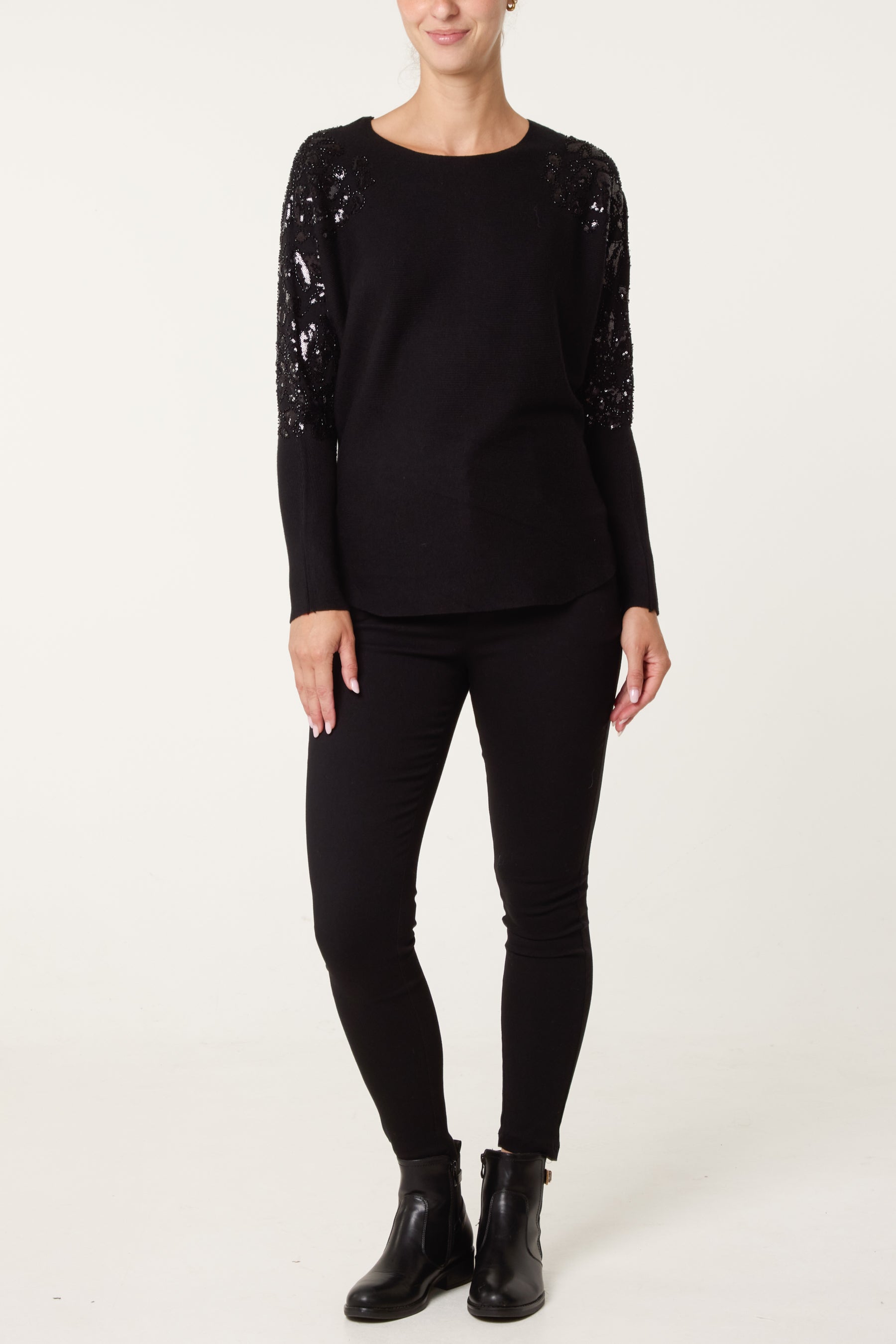 Embellished Batwing Knit Jumper