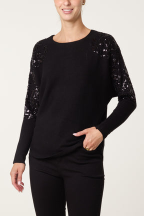 Embellished Batwing Knit Jumper