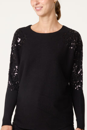 Embellished Batwing Knit Jumper