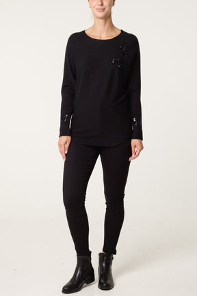 Beaded Butterfly Batwing Knit Jumper