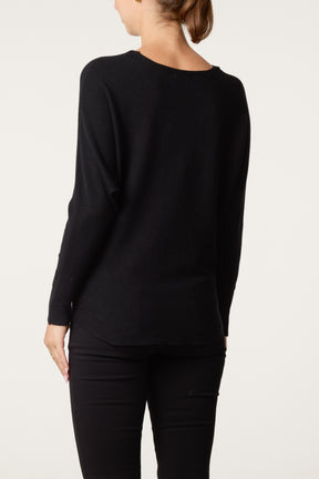 Beaded Butterfly Batwing Knit Jumper