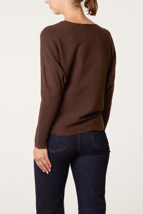 Embellished Swirl Batwing Knit Jumper
