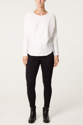 Embellished Swirl Batwing Knit Jumper