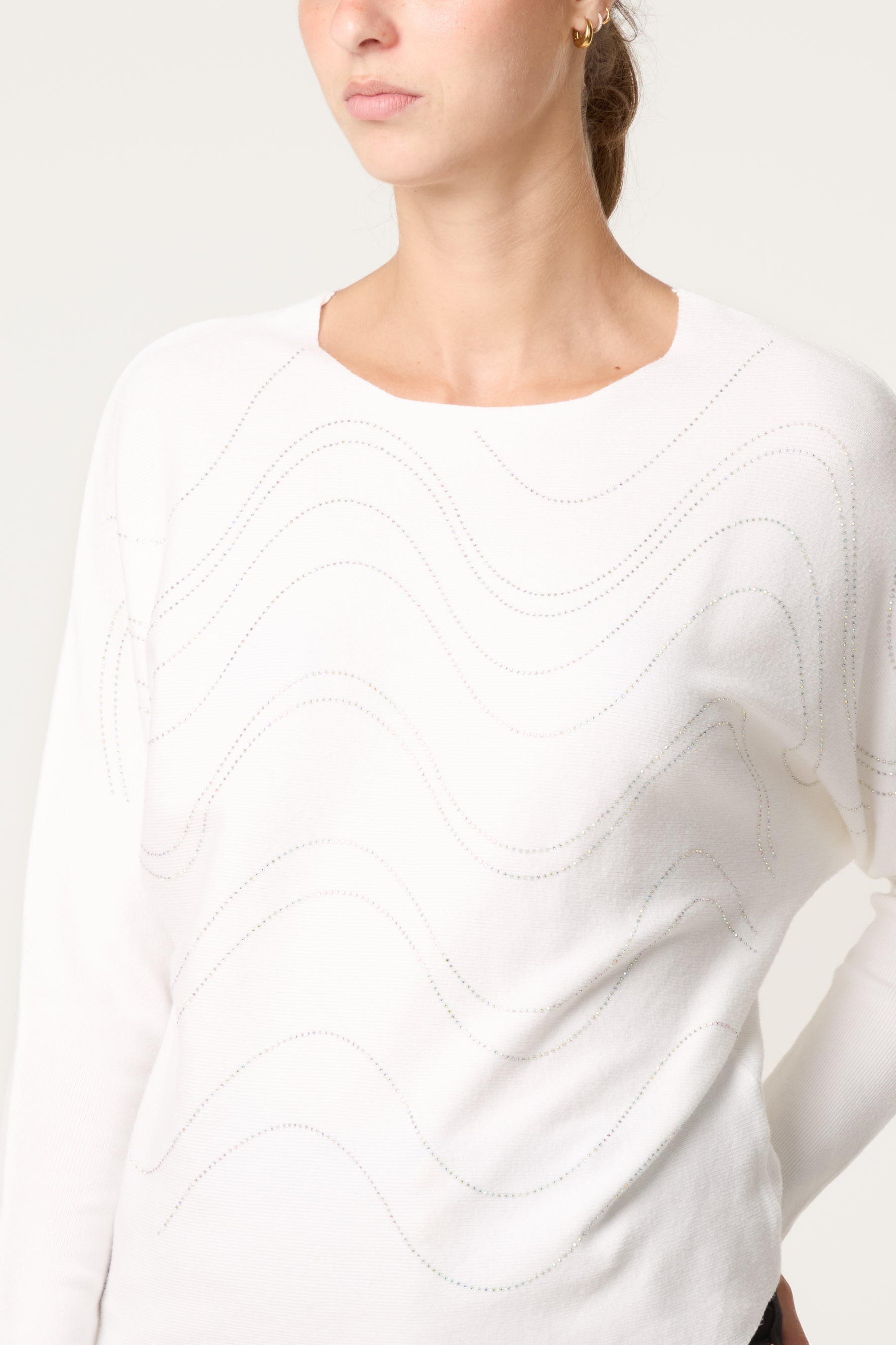 Embellished Swirl Batwing Knit Jumper