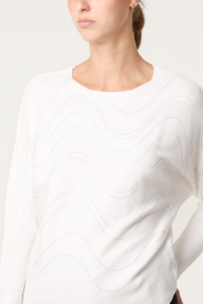 Embellished Swirl Batwing Knit Jumper