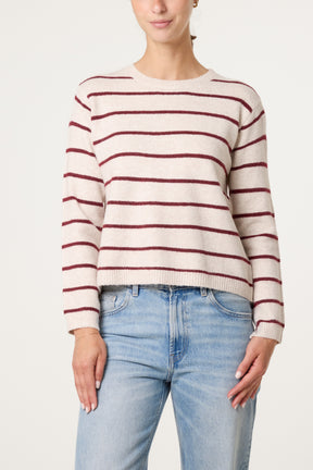 Striped Detachable Tie-Front Collar Jumper