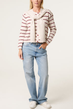 Stripe Tie-Front Knit Cardigan