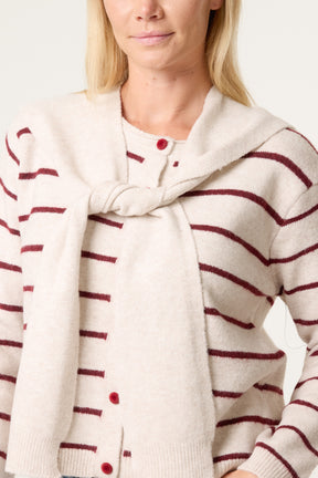 Stripe Tie-Front Knit Cardigan