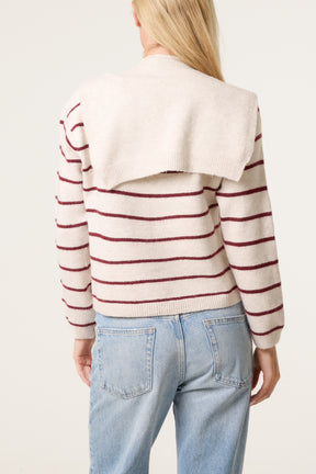 Stripe Tie-Front Knit Cardigan