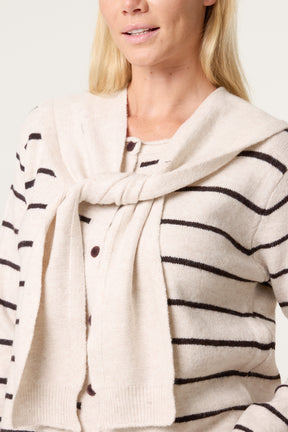Stripe Tie-Front Knit Cardigan