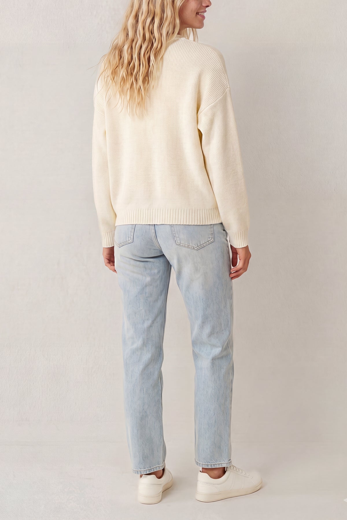 Jumper With Denim Pocket Details