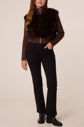Faux Fur Zip Through Cropped Jacket