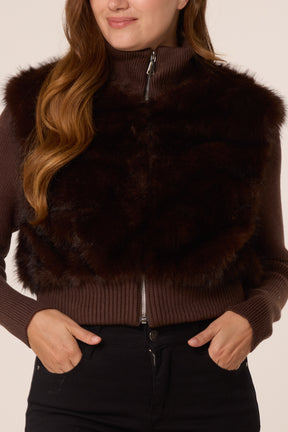Faux Fur Zip Through Cropped Jacket