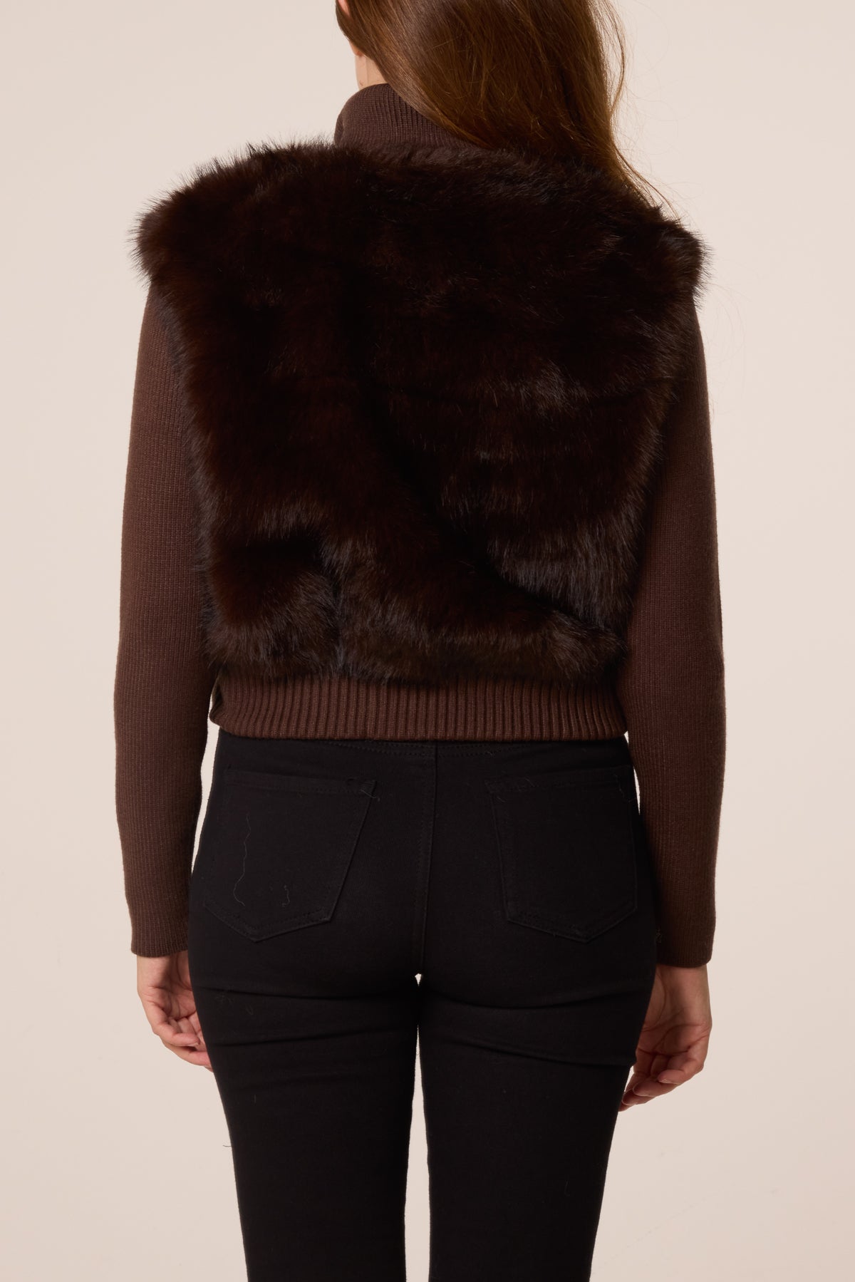 Faux Fur Zip Through Cropped Jacket