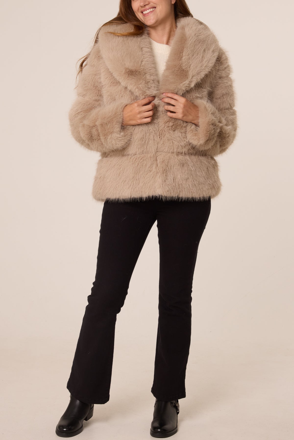 Faux Fur Collar Cropped Jacket