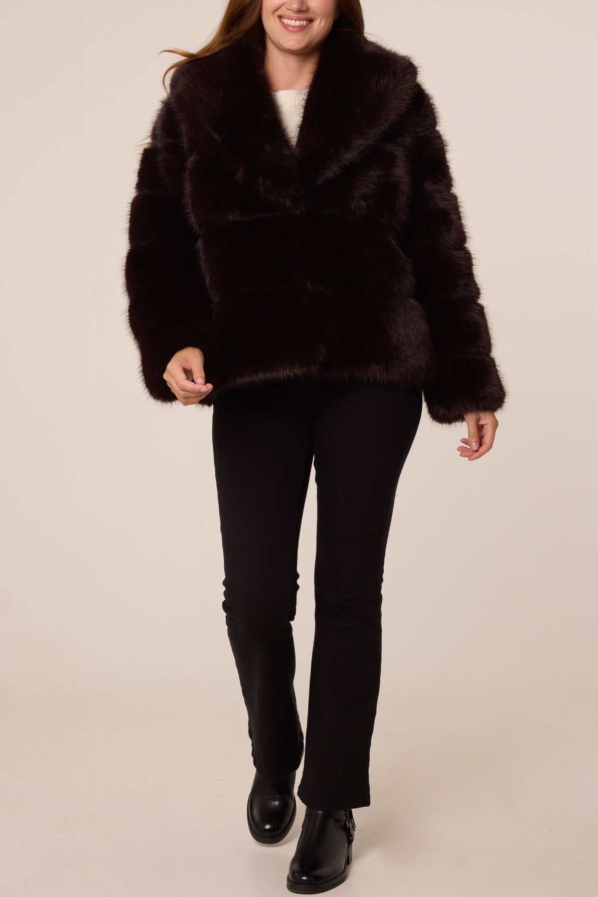 Faux Fur Collar Cropped Jacket