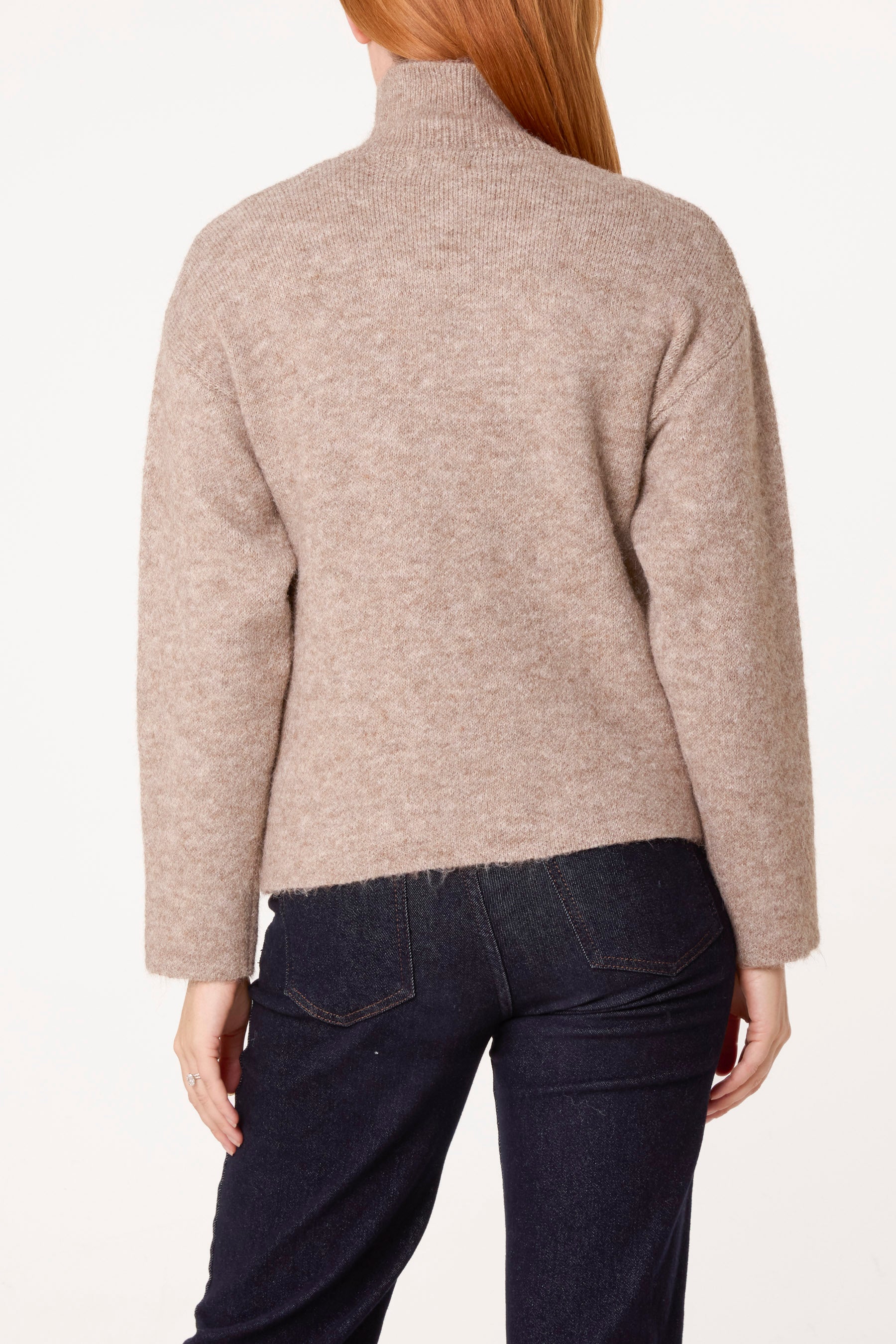 Zip Through Buttoned Details Knit Cardigan