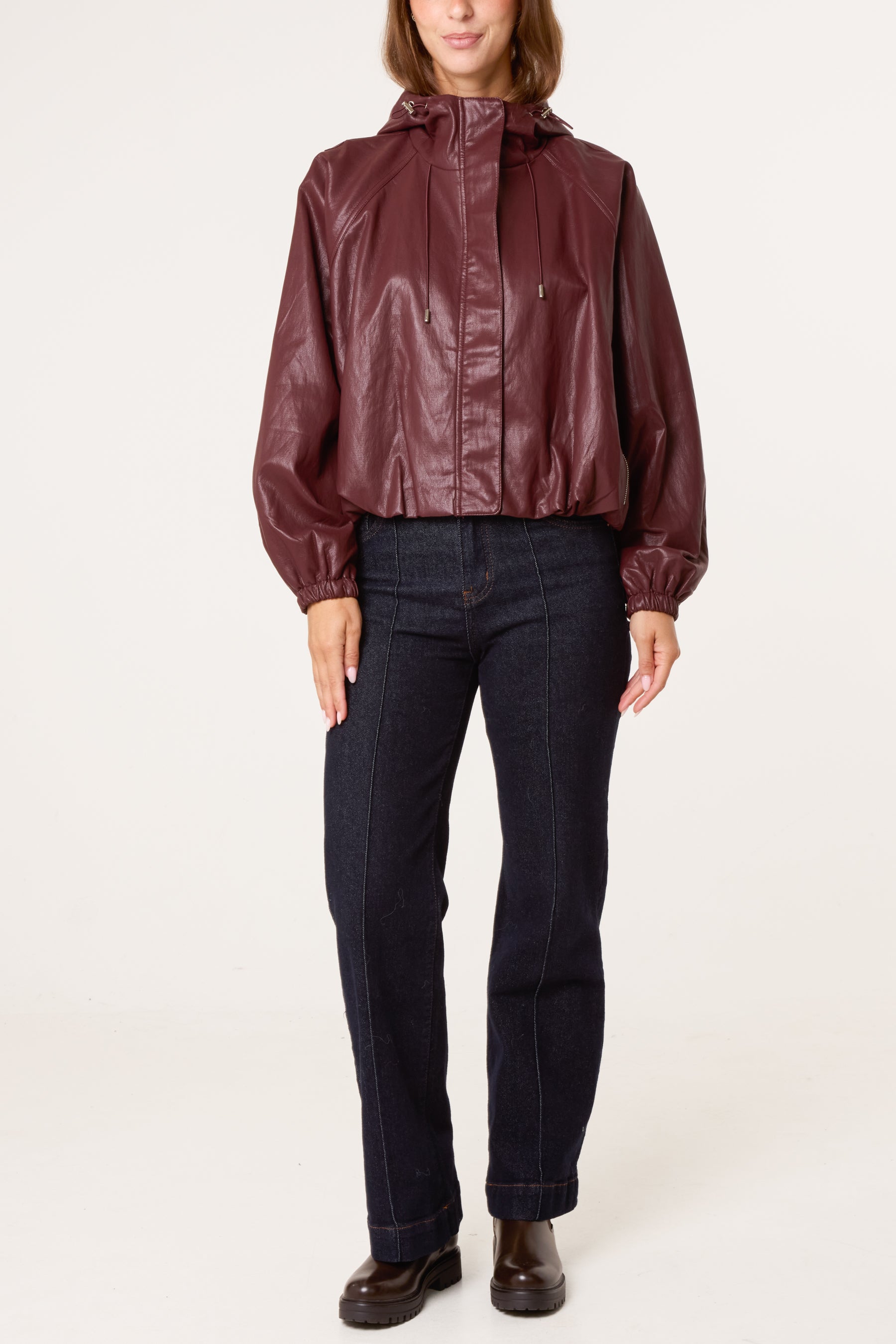 Zip Through Bomber PU Jacket