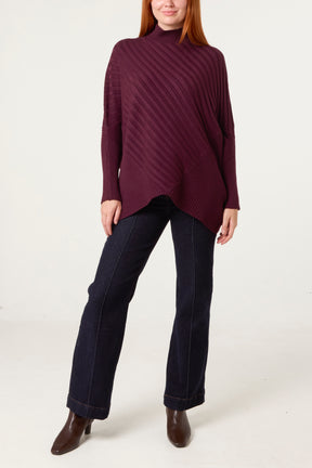 Ribbed Knit Poncho Inspired Jumper