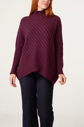 Ribbed Knit Poncho Inspired Jumper