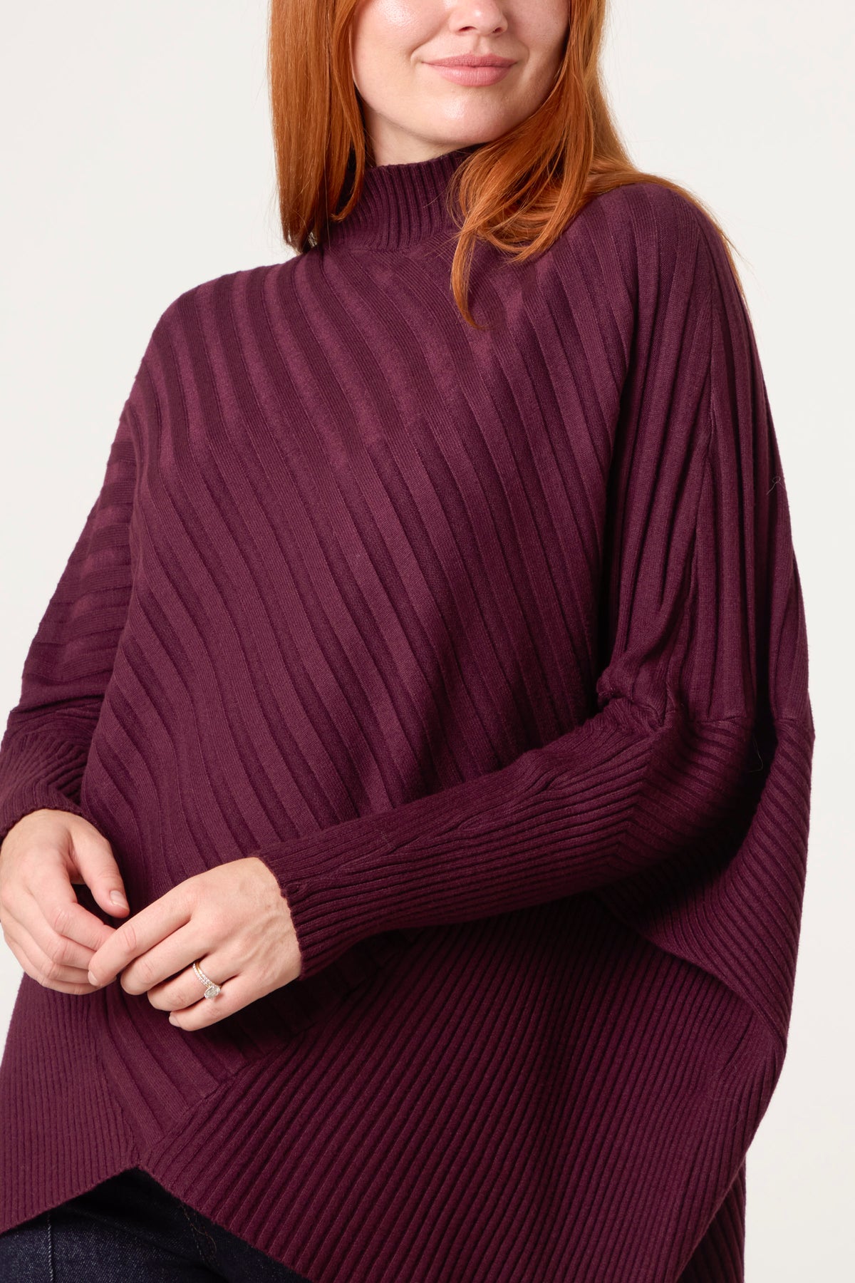 Ribbed Knit Poncho Inspired Jumper
