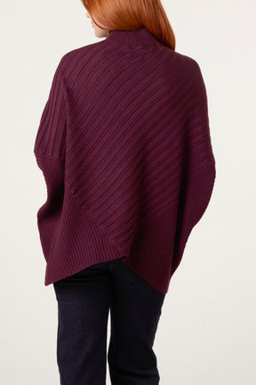 Ribbed Knit Poncho Inspired Jumper