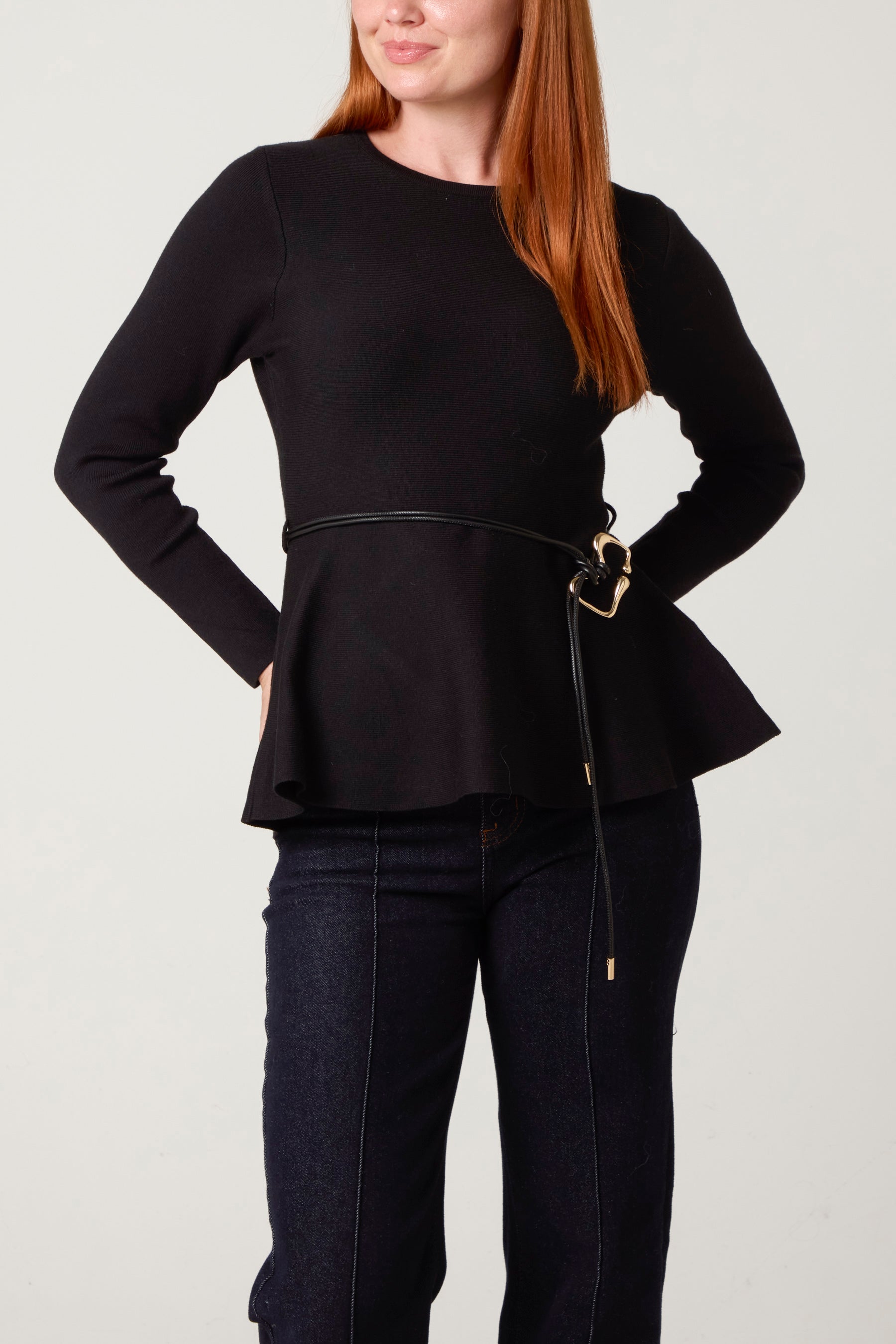 Peplum Top With Modern Belt