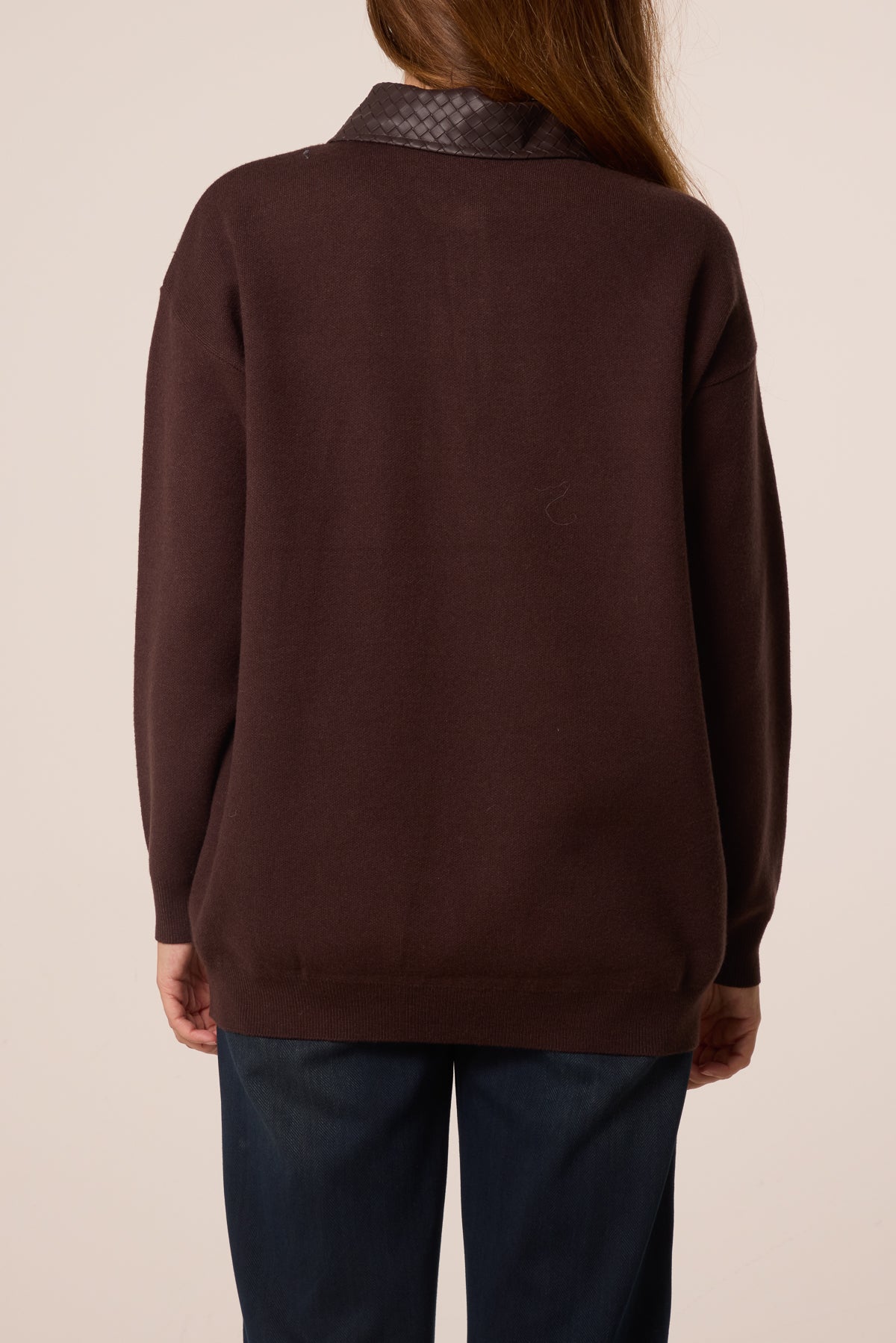 Classic PU Polo Collar Knit Jumper