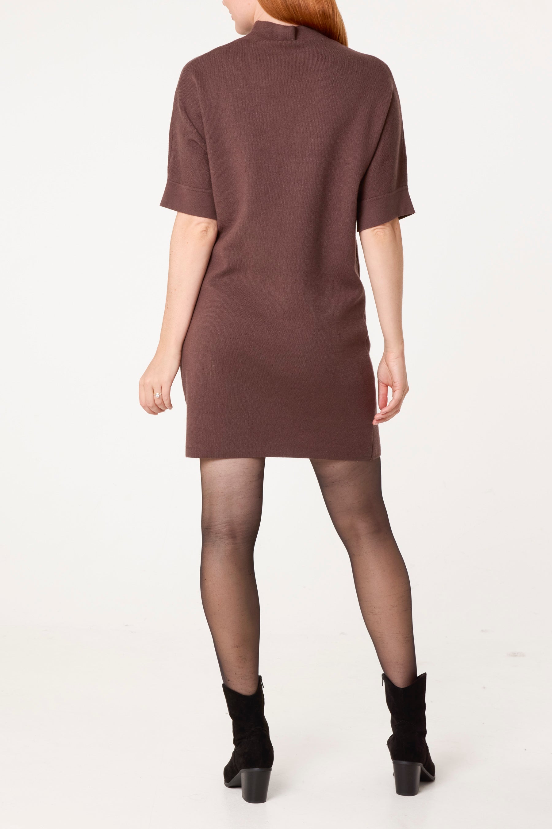 Leopard Satin Bow Knit Mini Dress