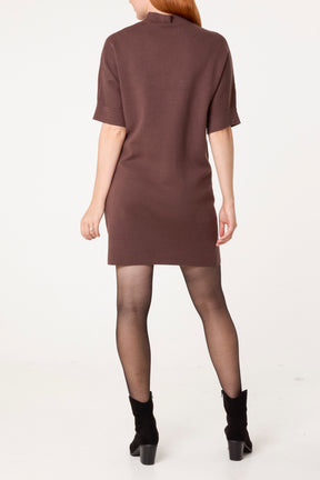 Leopard Satin Bow Knit Mini Dress