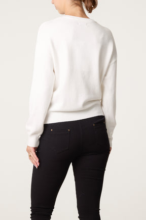Crew Neck Jumper with Silver Stud Embellishment