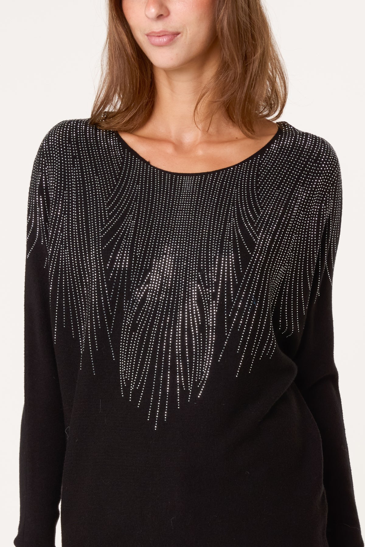 Jumper With Feather Rhinestone Embellishment
