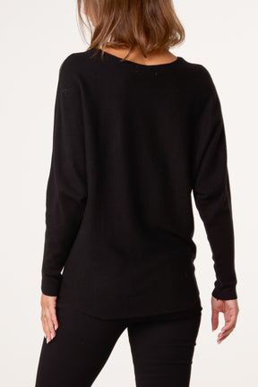 Jumper With Feather Rhinestone Embellishment