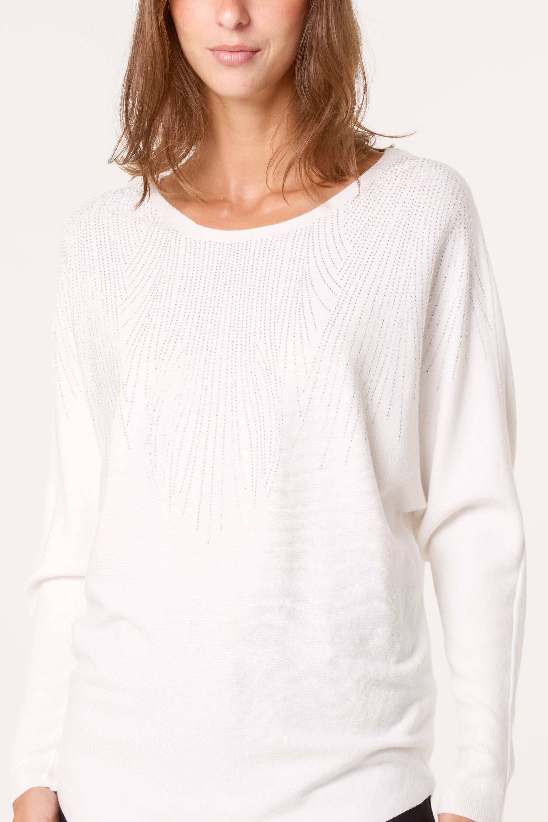 Jumper With Feather Rhinestone Embellishment