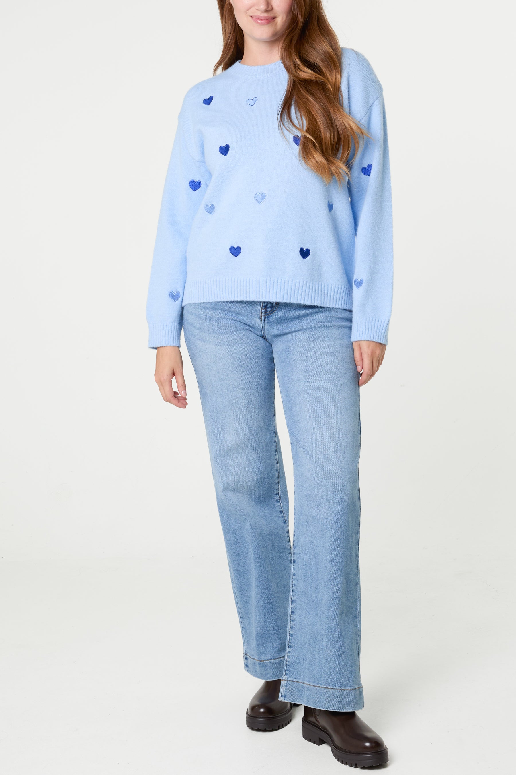 Heart Embroidered Knitted Jumper