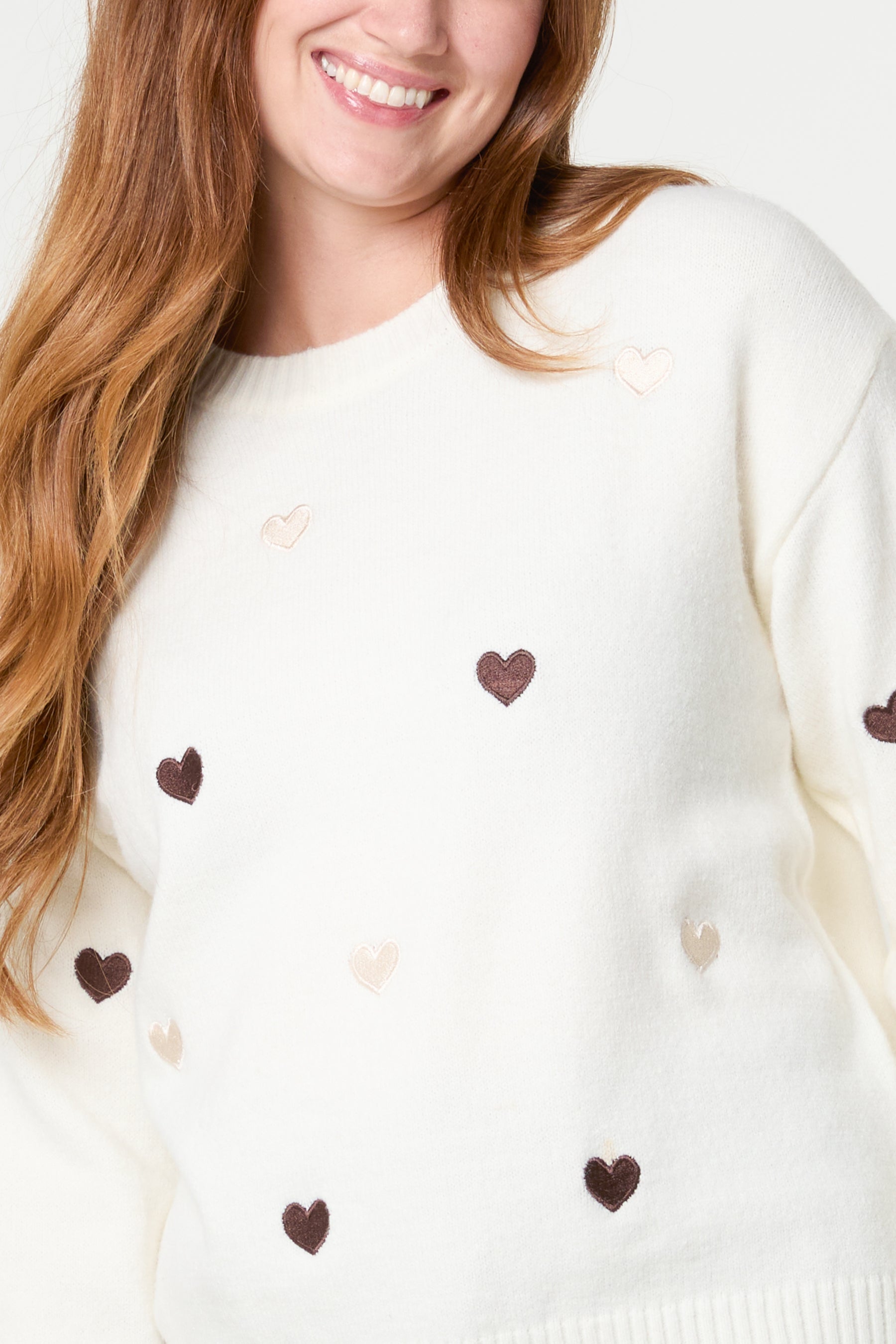 Heart Embroidered Knitted Jumper