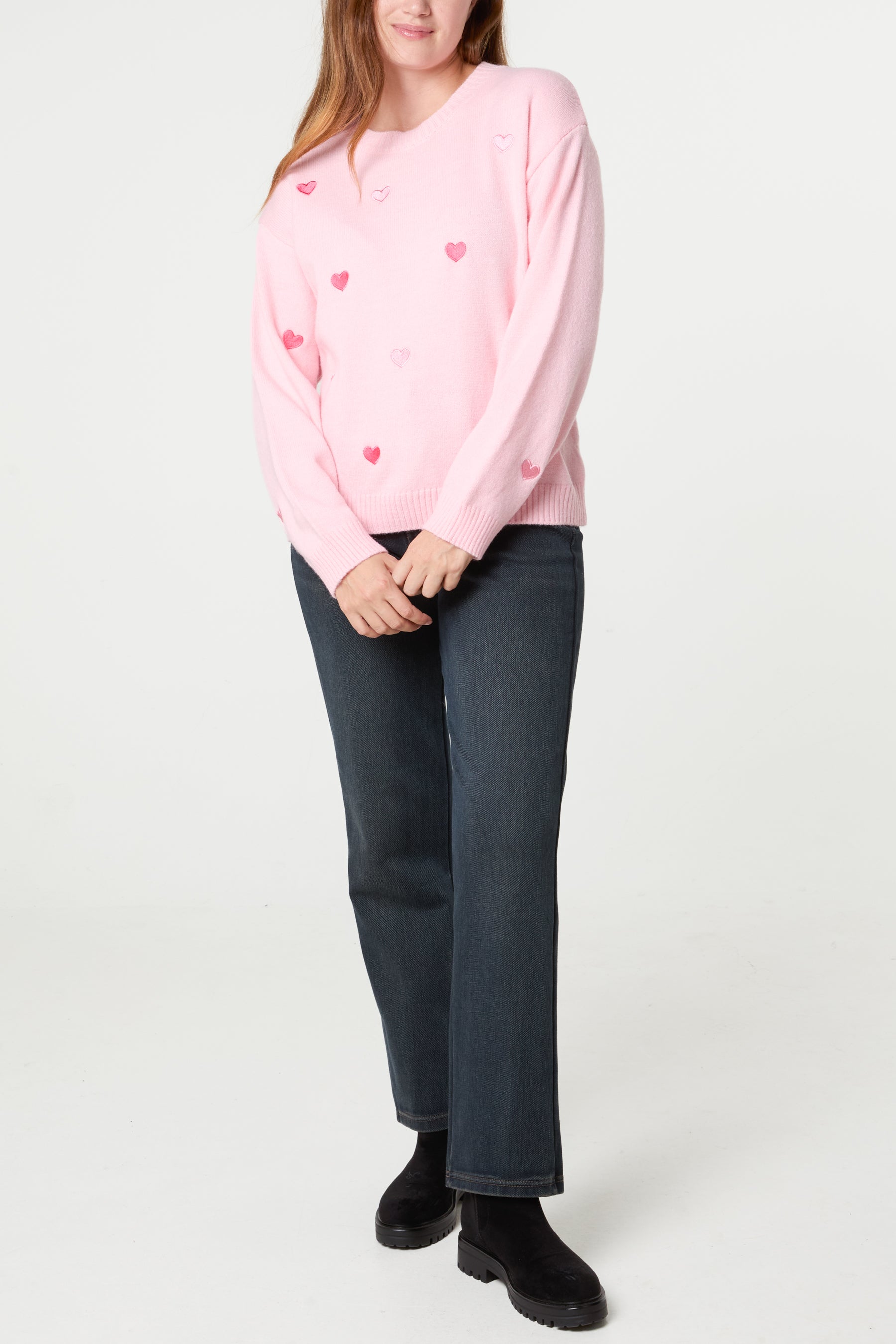 Heart Embroidered Knitted Jumper