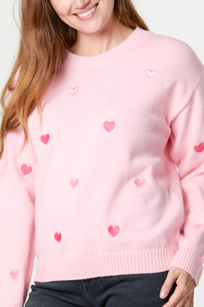 Heart Embroidered Knitted Jumper