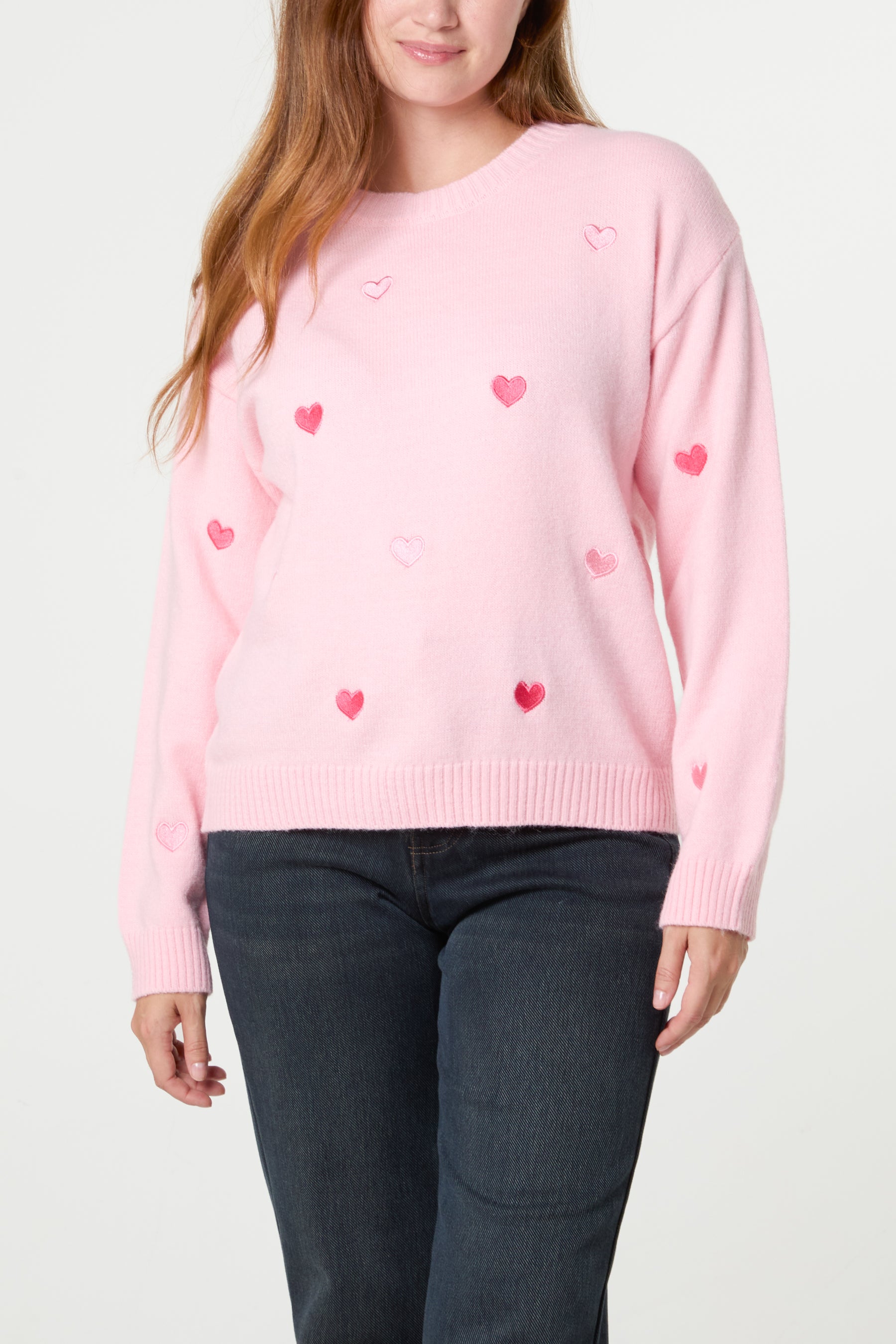 Heart Embroidered Knitted Jumper