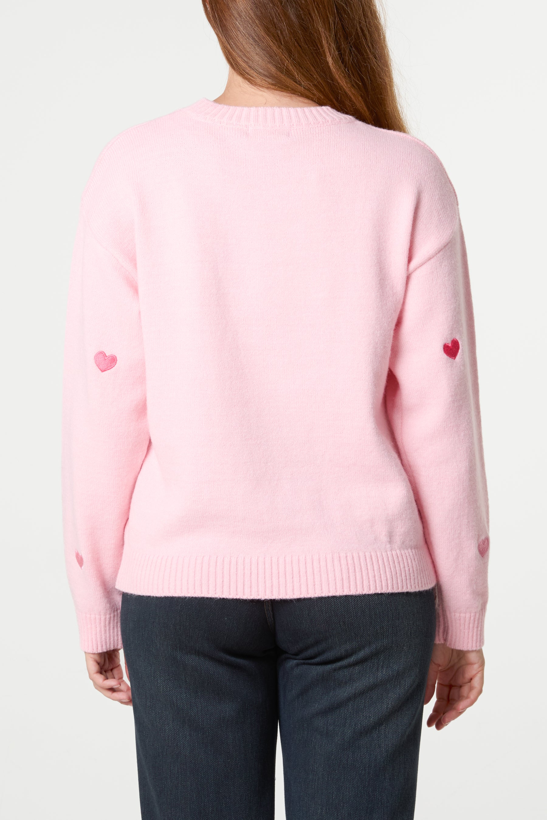 Heart Embroidered Knitted Jumper