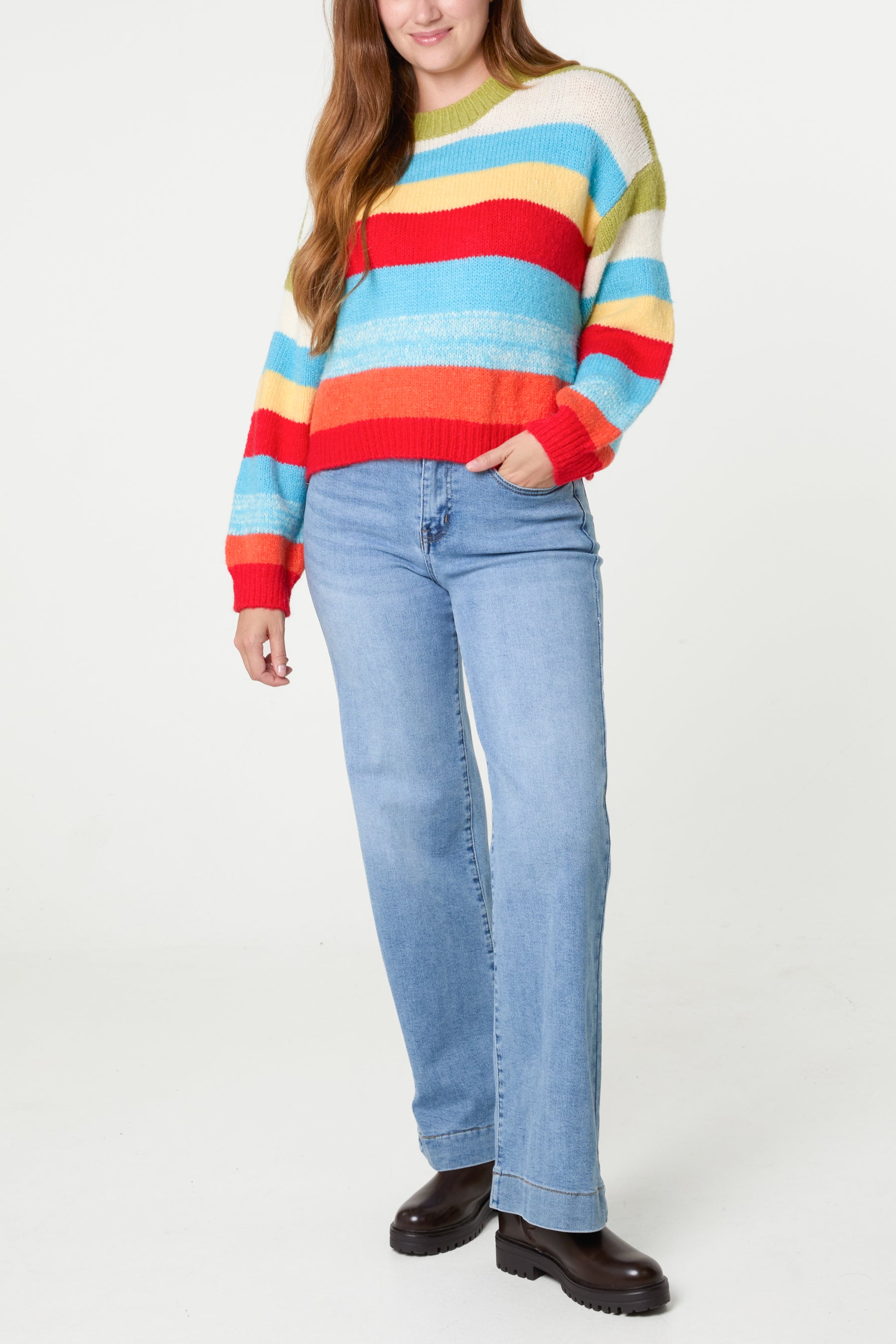 Multi Striped Round Neck Jumper