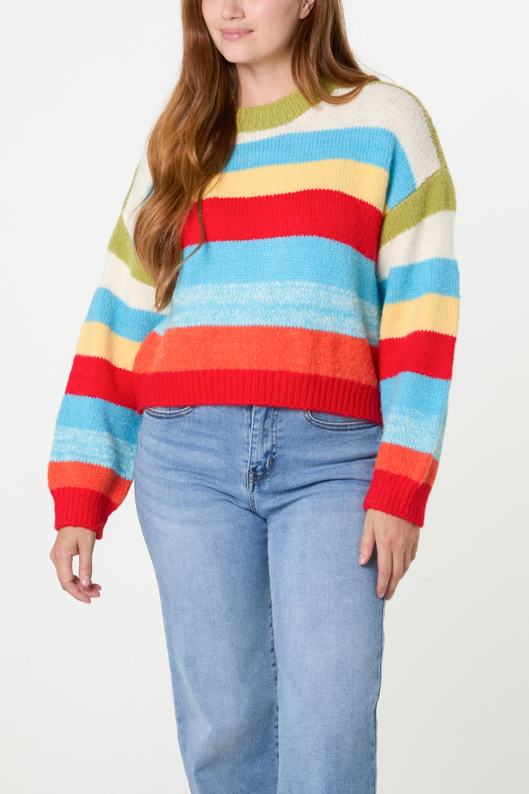 Multi Striped Round Neck Jumper