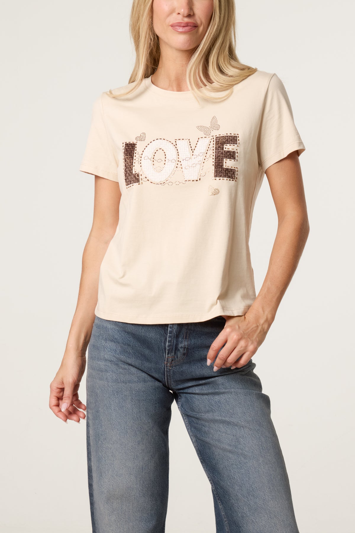 Love Printed Embellished Graphic T-Shirt