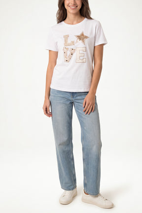 Love Printed Graphic Embellished T-Shirt