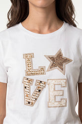 Love Printed Graphic Embellished T-Shirt